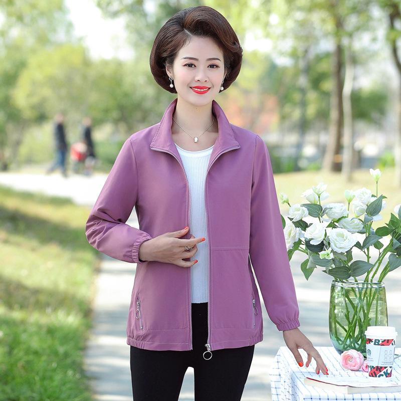 

Весенние и осенние куртки, новинка 2024 года, женская одежда среднего возраста, короткие куртки с лацканами, кардиганы с длинными рукавами, топы 5XL фиолетовый