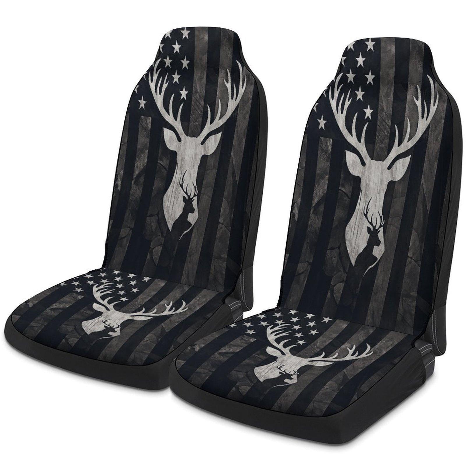 Deer USA Flag Car Seat Cover