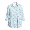 Damen Knopfleiste Hemd Vintage Blumenmuster Dreiviertelärm Lockerer Schnitt Bluse mit Kragen Lässig Leichtes Oberteil