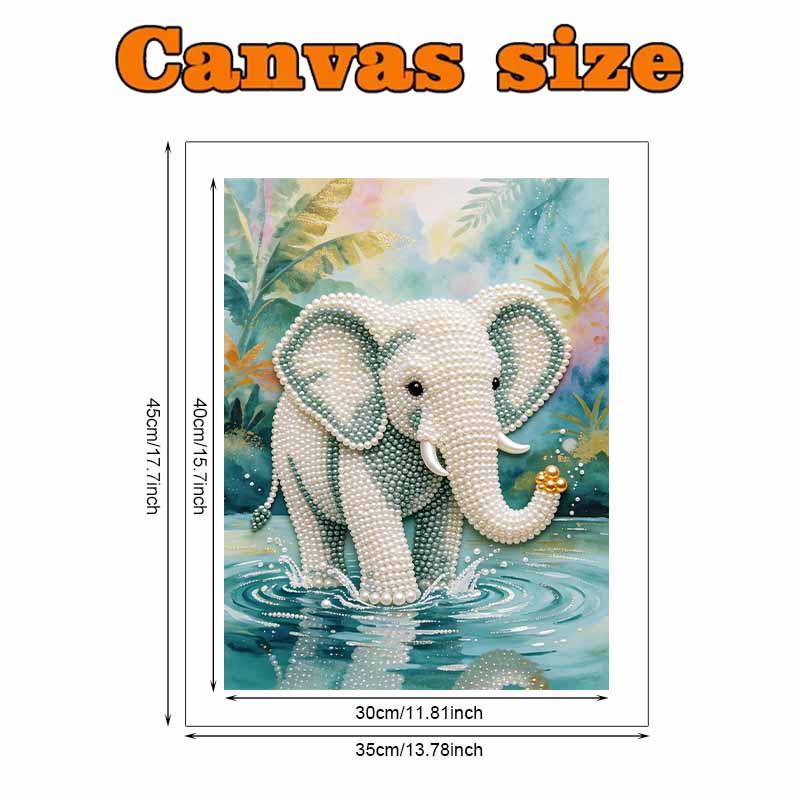 Animal Pearl Painting Handmade 5D DIY Elephant Water Splash Home Office Desktop Decoration Painting