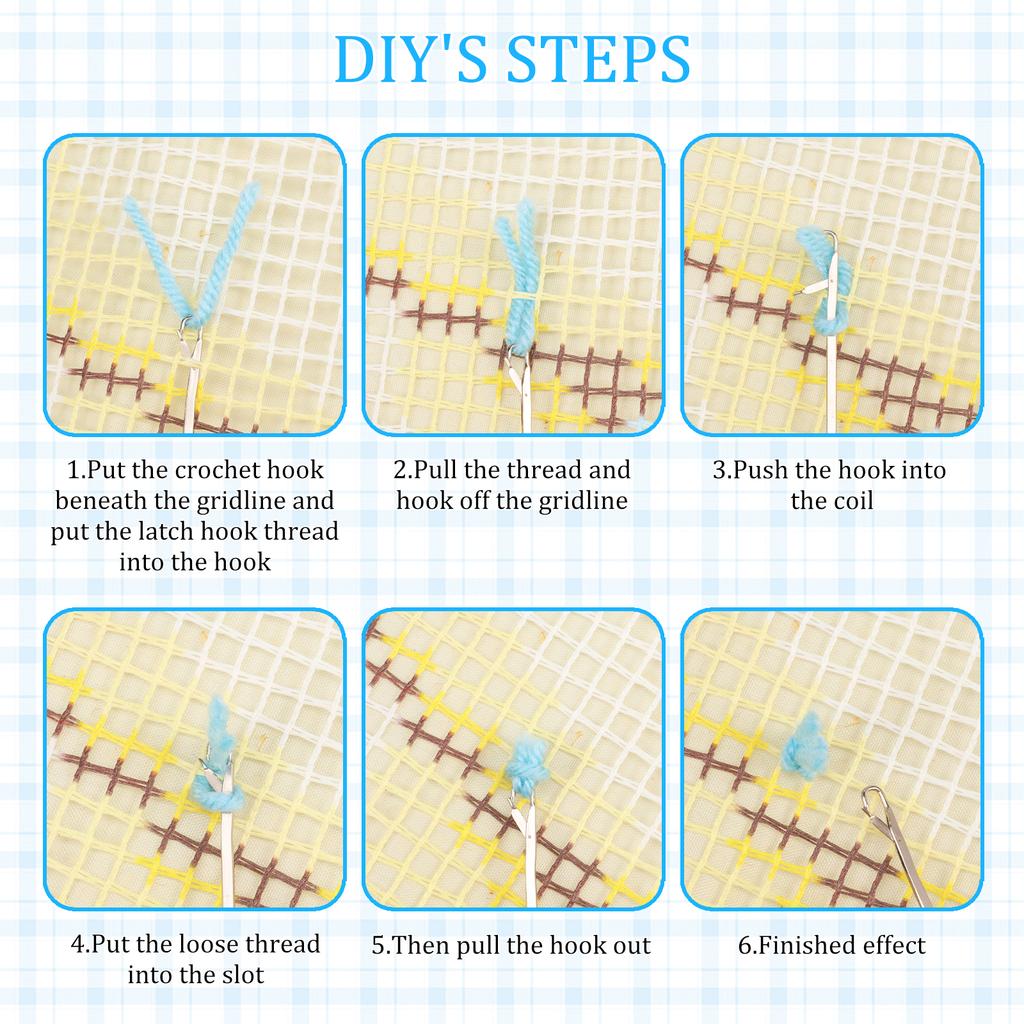 3D Latch Hook Rug Kit DIY Handcraft Rug Beginner Making Kit 3D Bear/Owl Shaped Pattern Segment Embroidery Pillow Sofa Cushions