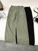 Green High Waist Retro Wide-Leg Work Pants for Tall Individuals