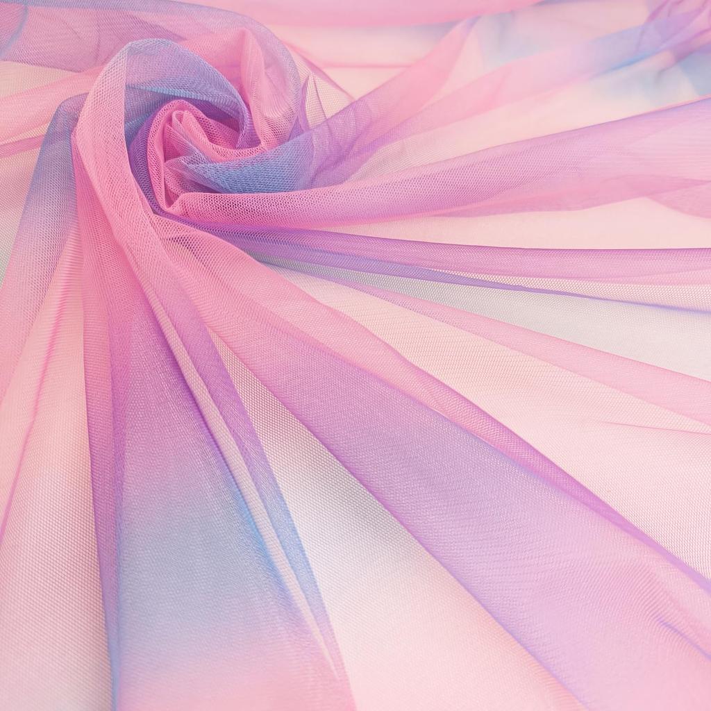 Gradient Tulle 150cm Thin Fabric for Crafts and Costumes [moonfarm] Fabric, Wide, Soft, Sheer, (5m)