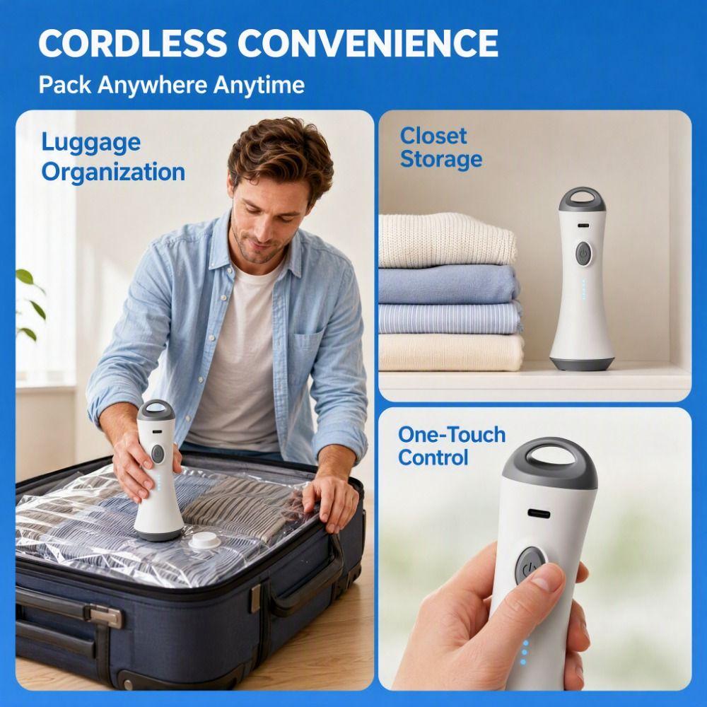 USB Rechargeable Vacuum Bag Pump Wireless Compressed Bag Air Pump Electric Vacuum Pump Travel Use