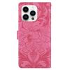 For iPhone 16 Pro Max Leather Case Imprinted Floral Pattern Wallet Stand Flip Phone Cover