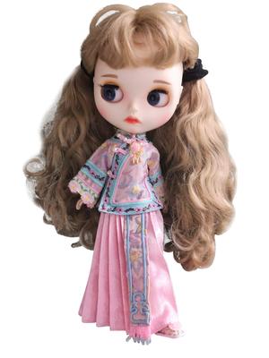 Dolly Para Blythe Azone Obitsu Clothes OB24 Thor Costume Chinese Dress Pink Floral Embroidery