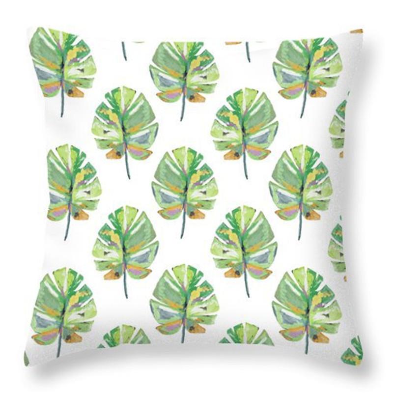 Rainforest Tropical Plant Leaf Print Pattern Cushion Cover Home Living Room Sofa Decoration Square Polyester Pillow Pillow Cover