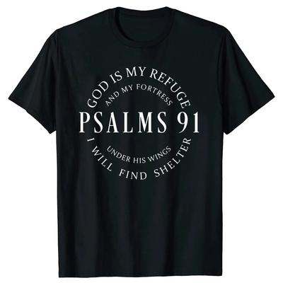 Funny Psalms 91 Christian Blessed T Shirts Summer Style Graphic Streetwear Short Sleeve Christ Jesus Gifts Tshirt Men