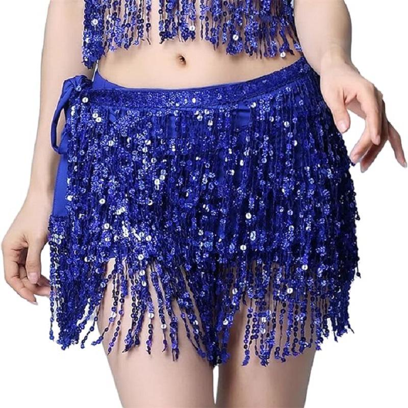 Halloween Danse du Ventre Paillettes Pompons Chaîne de Taille Jupe