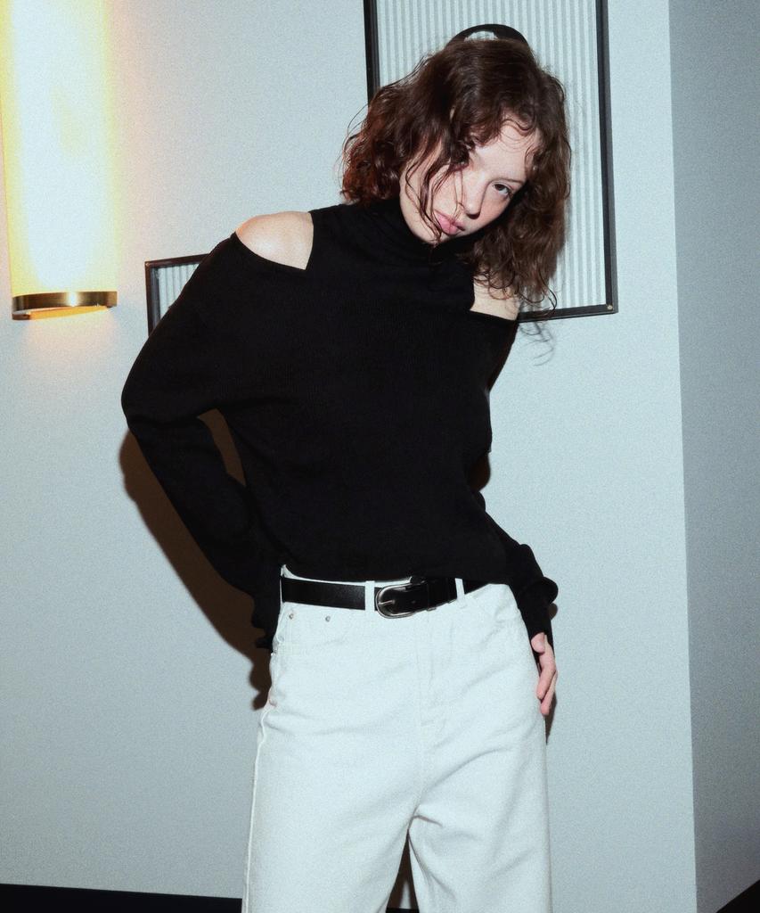 LETTER FROM MOON French Layered Knit Set (Black)