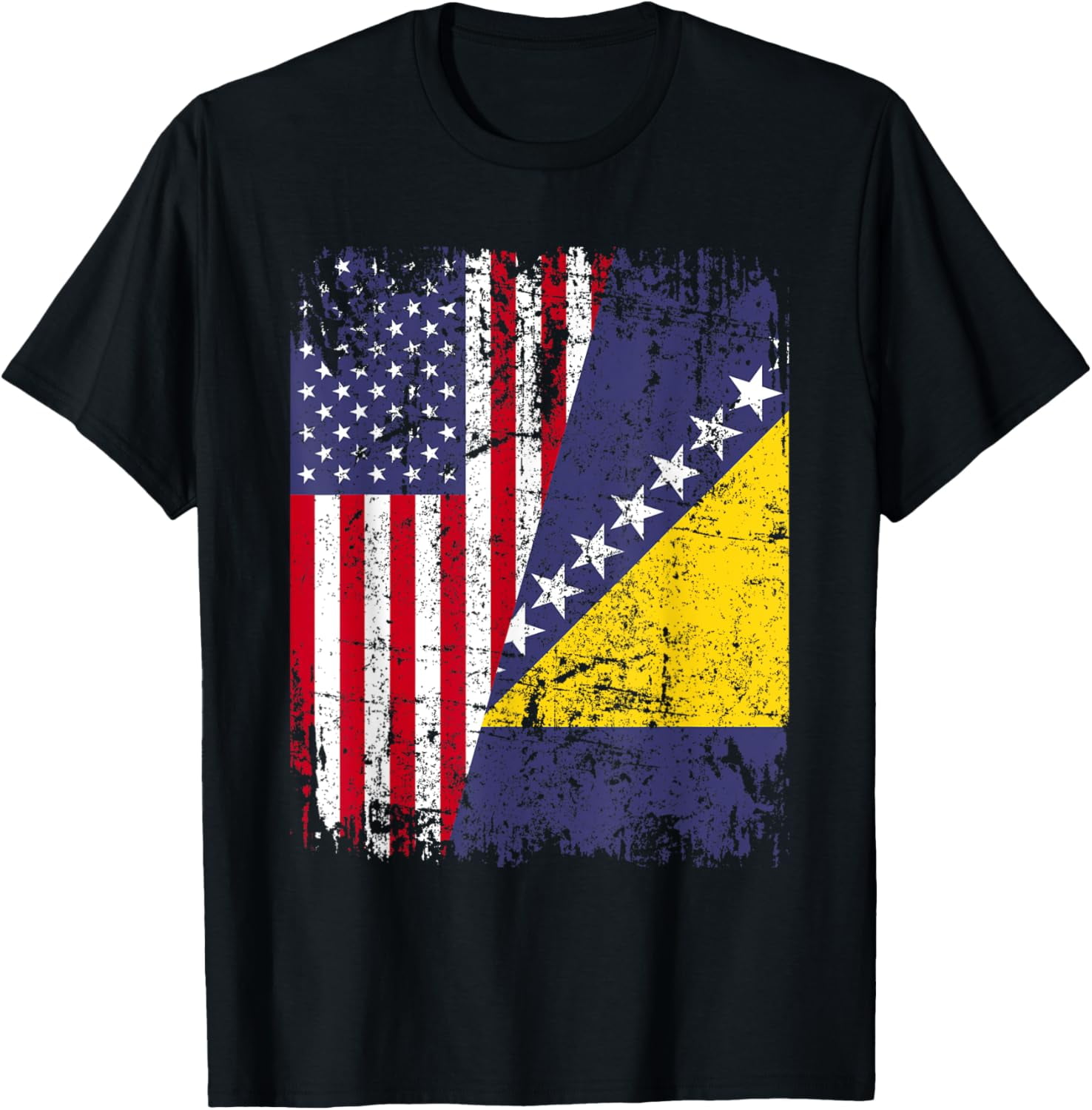BOSNIAN HERZEGOVINIAN ROOTS Half American Flag BOSNIA FLAG TShirt 2026 Summer Unisex Women Cotton Tshirt Y2K S