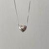 Simple Design S925 Silver High-end Three-dimensional Love Peach Heart Pendant Necklace Light Luxury Temperament Collarbone Chain