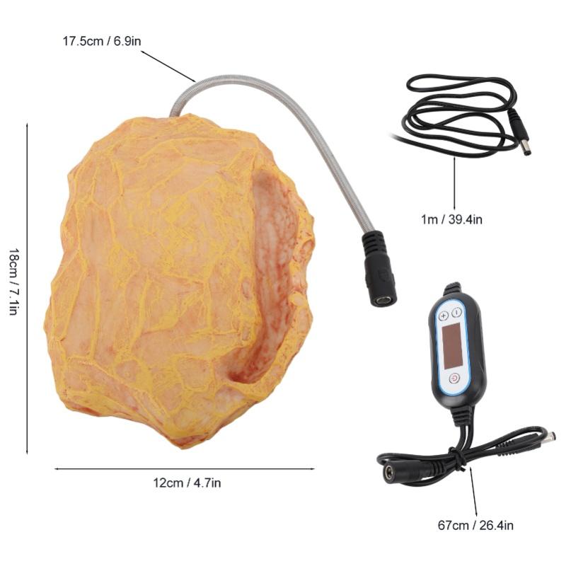 Reptile Heat Rock Temperature Controlled Heating Rock Heater For Lizard Turtle Snake 12V Safe Voltage EU Plug 100-240V