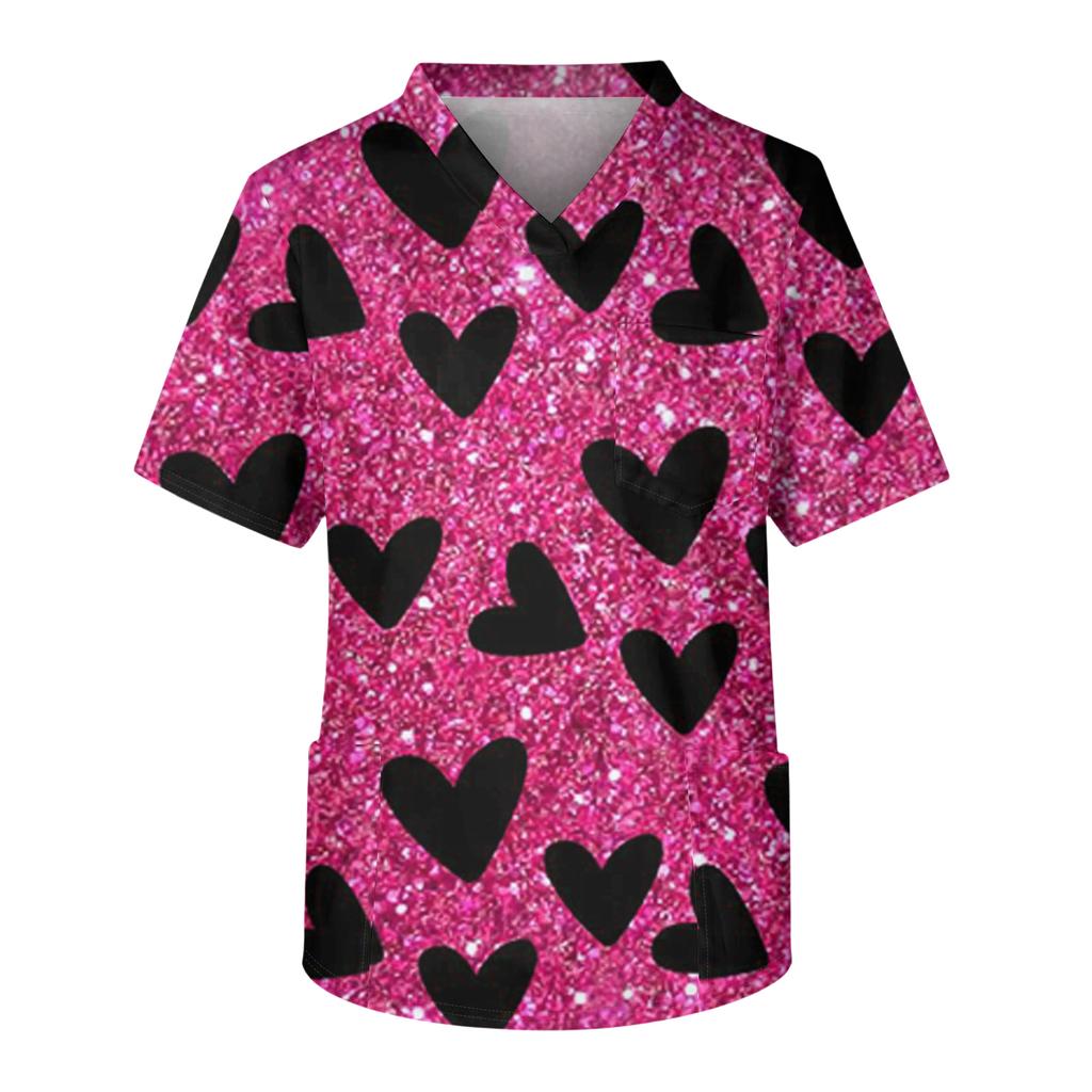 Men's Casual Short,Sleeved V,Neck Printed Front Pocket Top