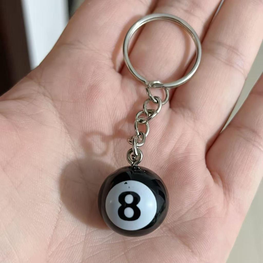 Trendy Black 8-Ball Keychain Pendant - Fashionable Billiard Accessory