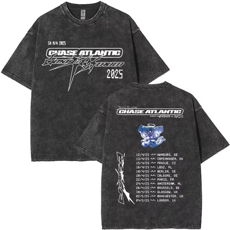 Rock Band Chase Atlantic Lost in Europe and UK Tour Vintage Washed Tshirt Hip Hop gothic punk Oversized tshirts streetwear M