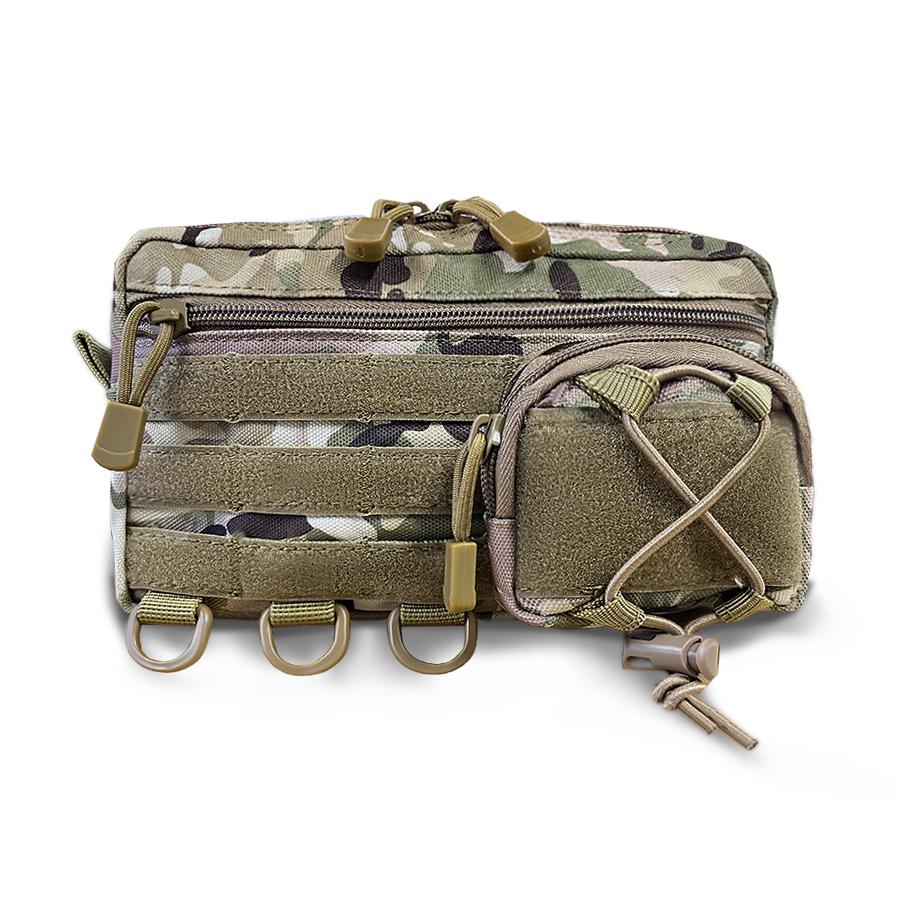 Molle system woven EDC storage bag waist bag with multiple layers of pockets suitable for camping, cycling, etc