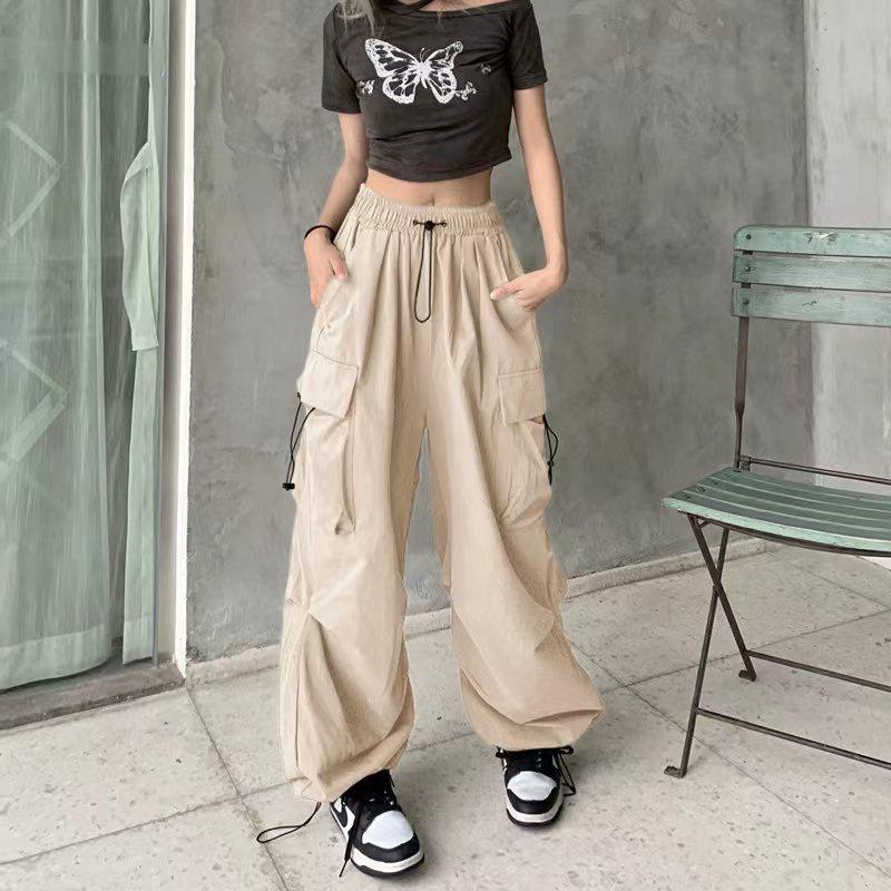 Retro Spicy Girl Hip Hop Wide-Leg Cargo Joggers