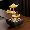Gold Tabletop Water Fountain 3 Tier Lotus Indoor Desktop Fountain Ornament with Light Small Decorative Waterfall Fountain for Home Bathroom