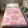 Blush Floral Stamp Flannel Blanket Warm Soft Halloween Christmas Couch Warm Cozy Decorative Decor Gift for All Season