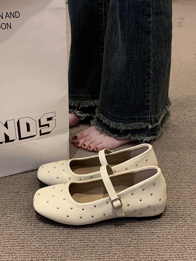 [Yushilai] Retro Gypsy Ballet Shoes Women's Summer New One-word Buckle Belt Shallow Mouth Mary Jane Shoes