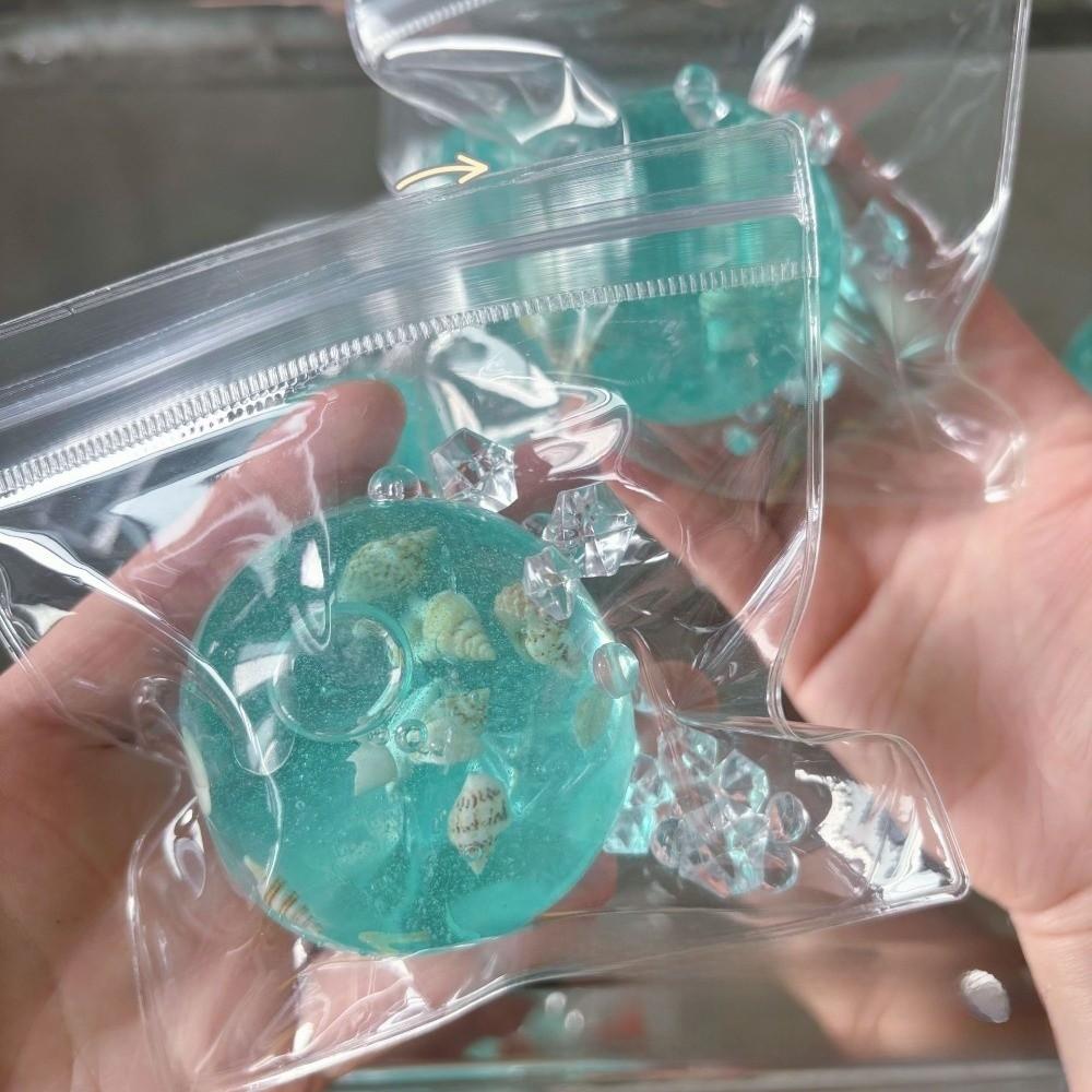 Transparent Ocean Sensory Fidget Toy Cube Shape Stress Relief Ball for Table Decoration