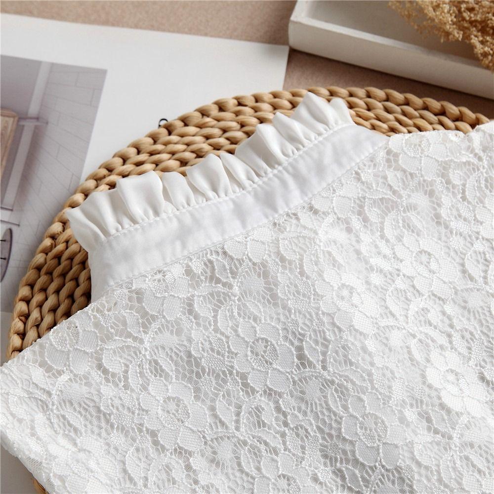 1 Pcs Detachable Cotton False Collar Solid Color Lace Half Blouse Turtleneck Elegant Pullover Underwear Women Ladies