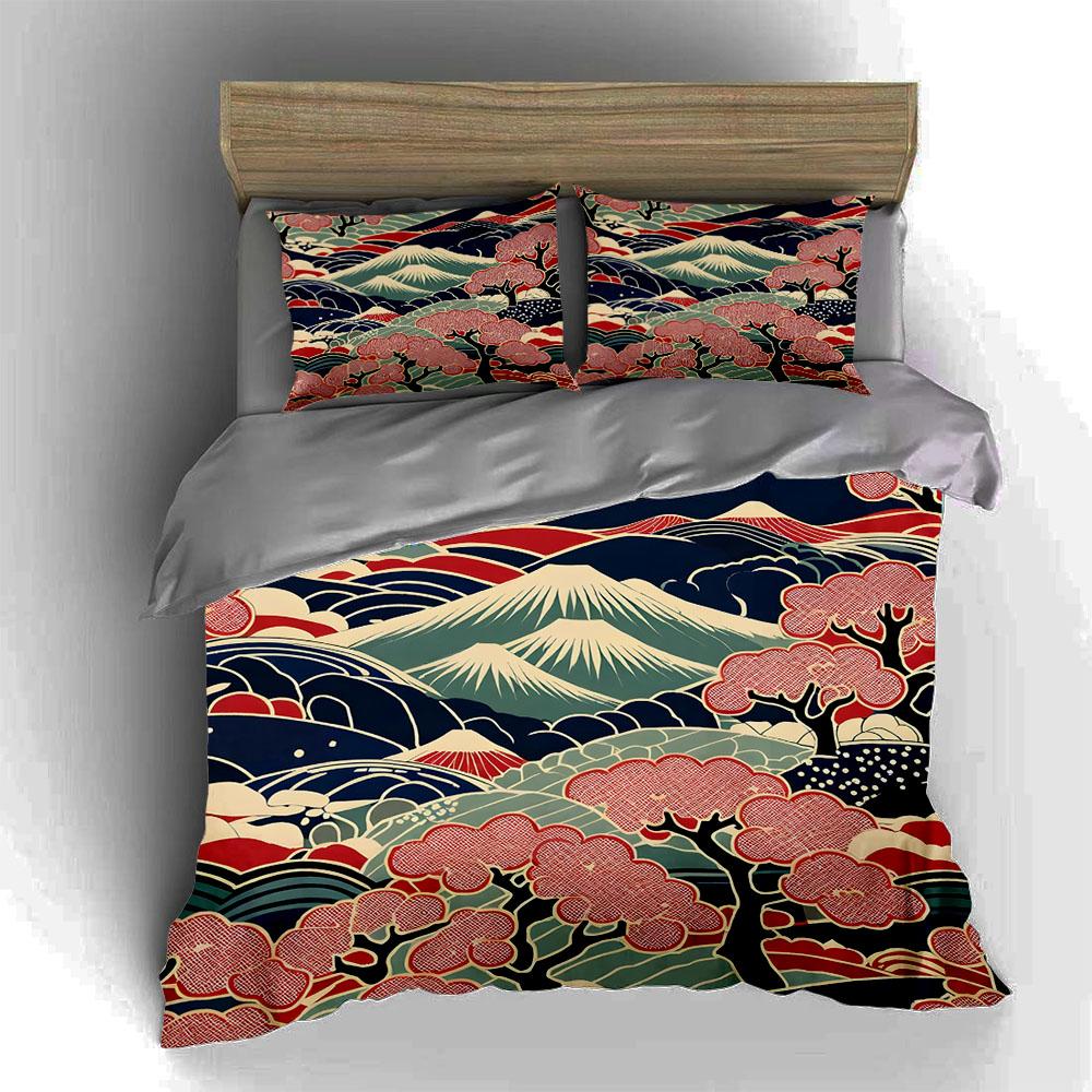 Mountain floral scenery Bedding Duvet cover sets Duvet covers Pillowcases gifts (1 * Duvet Cover 2 * Pillowcases, without duvet insert)