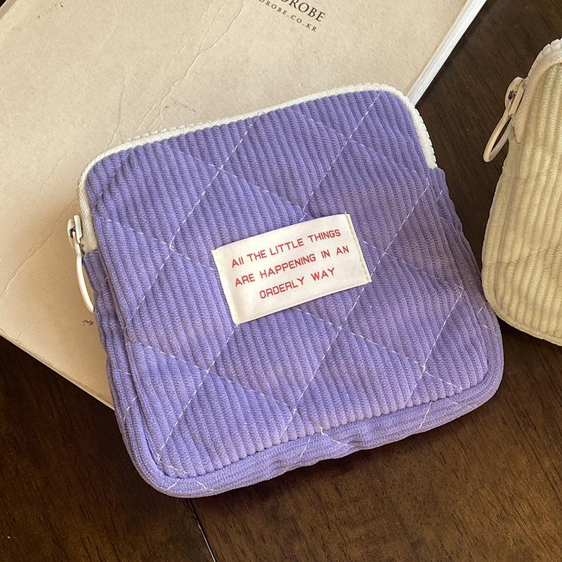 Cotton Makeup Pouch Mini Portable Cosmetic Bag Tampon Sanitary Napkin Pads Organizer Data Line Earphone Key Storgae Bag Purse