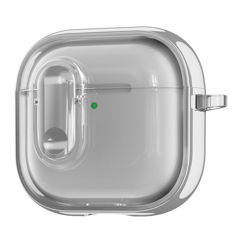 For AirPods 4 with ANC Case Clear Electroplated TPU PC Earbuds Cover with Lock Clasp / Carabiner