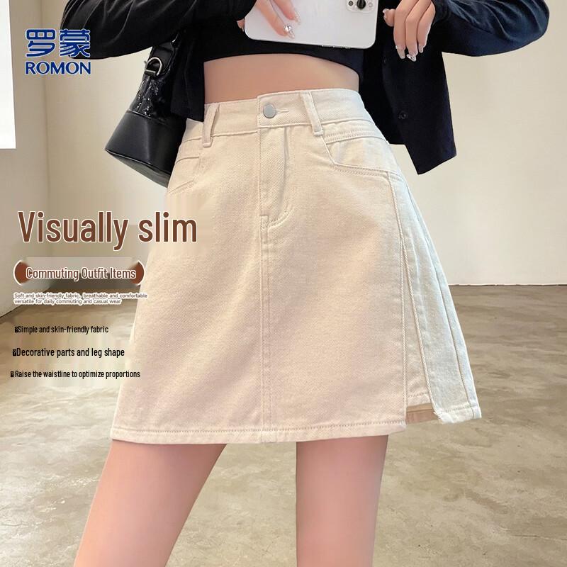 Women s Basic A-Line Denim Skirt L
