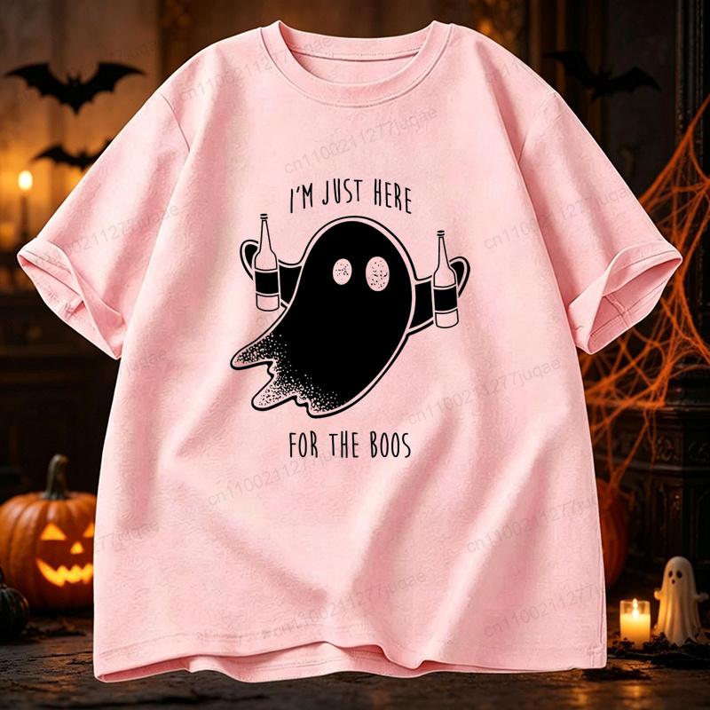 Funny T Shirt Clothing I'm Just Here for The Boos T-shirt Halloween Party Tee Shirts Spooky Season Tee Tops Gifts
