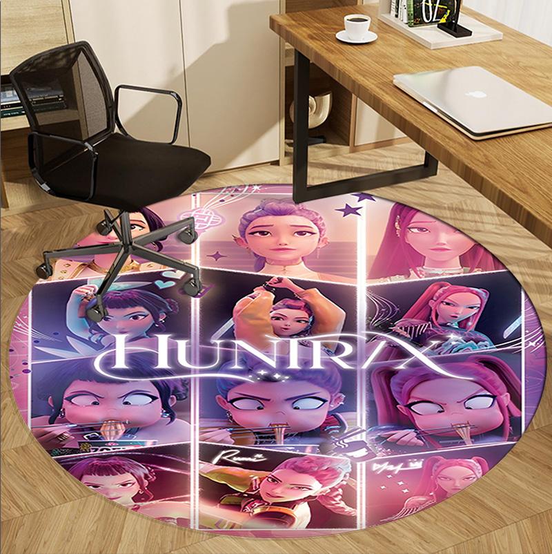 Tappeto Rotondo con Motivo KPop Demon Hunters, Tappetino da Interno/Esterno, per Picnic, Sala Giochi, Camera da Letto, Ufficio, Soggiorno, Tappeto Decorativo per la Casa, Regalo di Compleanno