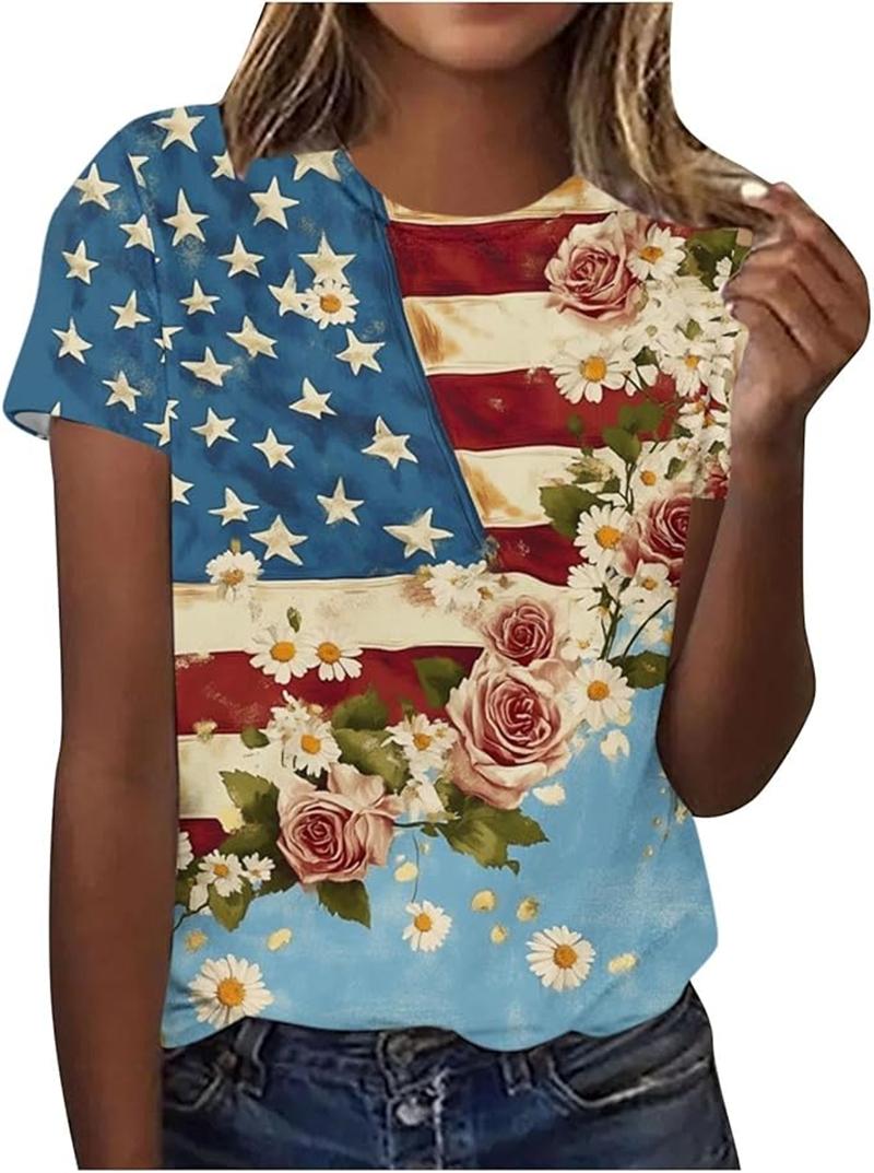 American 250th Anniversary Women T Shirt 3D Printed Top Blouse United States 250th Print T Shirt Short Shirts Summer Tops Tees XXS