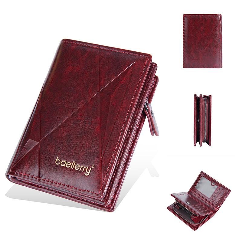 

Мужской матовый кошелек Baellerry из искусственной кожи, кошелек на молнии, короткий кошелек с несколькими отделениями для карт, держатель для карт, модный вертикальный кошелек для монет тёмно-рыжий