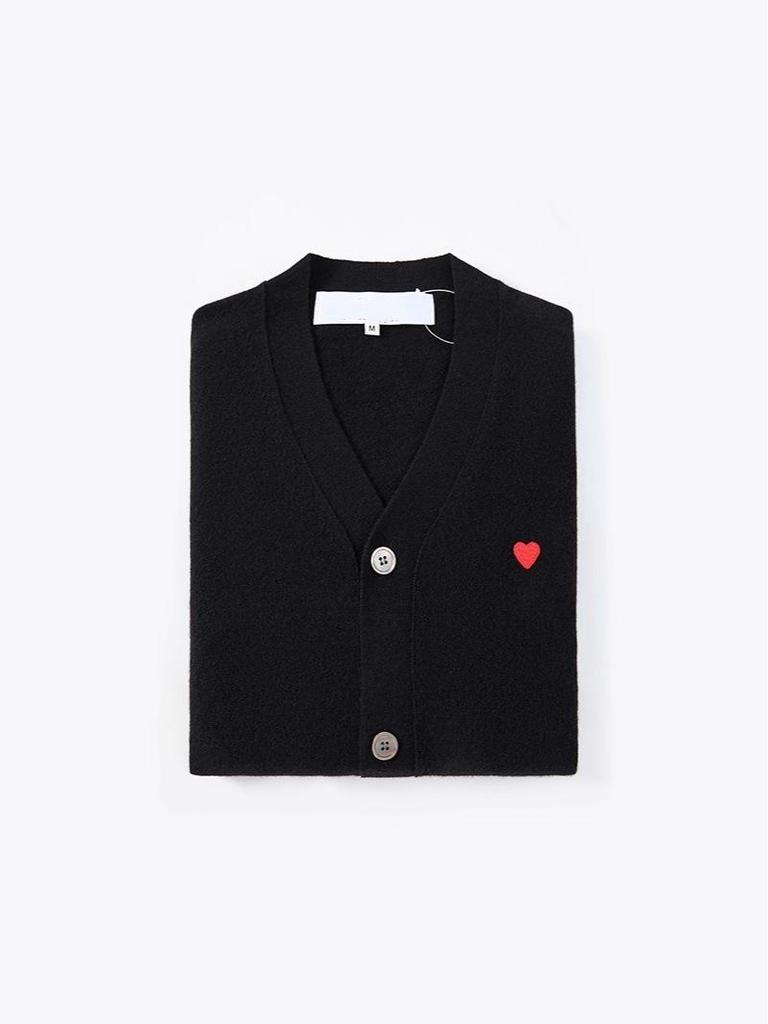 Unisex V-Neck Heart Kawakubo Wool Cardigan Sweater