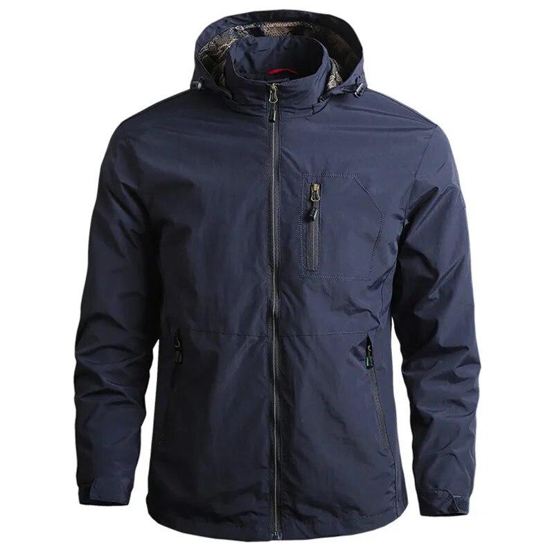 

Mens Outdoor Hiking Jacket Multi-Pocket Hunting Fishing Waterproof Hooded Thin Jacket Quick Dry Punching Jacket M хакі