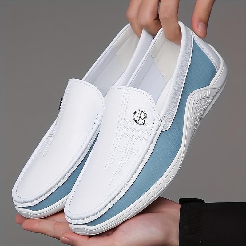 [Colour Block Slip on Loafer] Comfy Men's Colour Block Slip on Loafer Shoes - Non Slip Casual Rubber Sole Durable Walking Shoes