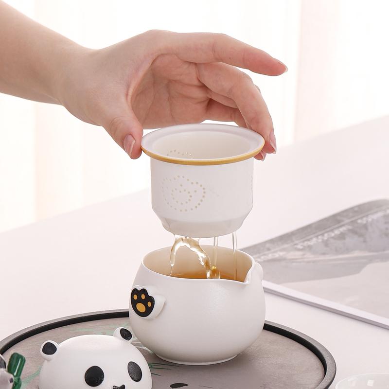 Panda Traveling Tea Set Portable Kung Fu Tea Set Cup Teapot Quick Cup Outdoor Tea Set