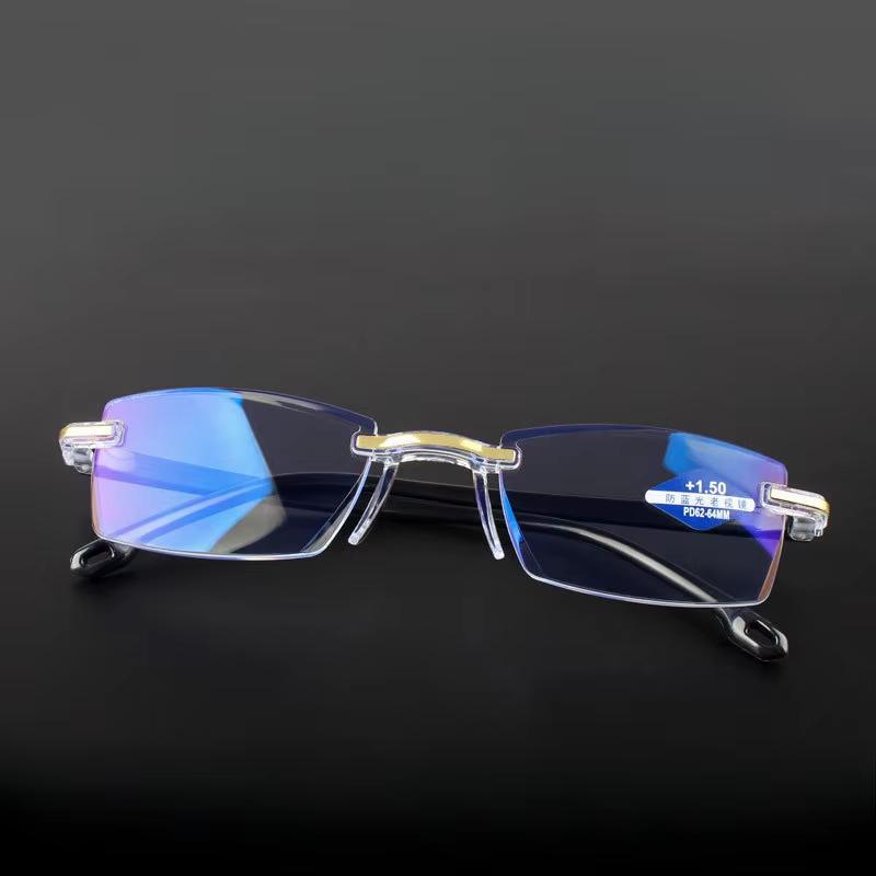 Luxury Blue Light Blocking Reading Glasses Women Men Cutting Frame Presbyopia Eyeglasses HD Lens Farsighted Prescription Eyewear