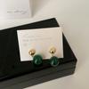 New Chinese-Style Trendy Green Agate Ball Stud Earrings For Women'S Personality, Fresh And Fashionable Trend, Versatile Earrings And Earrings.