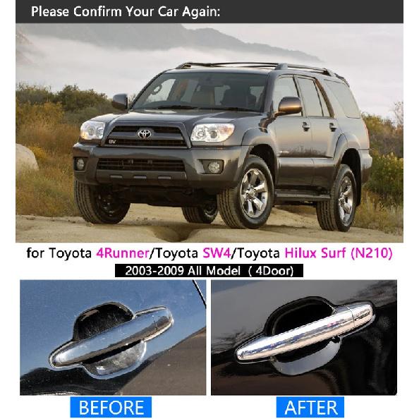 for Toyota 4Runner N210 2003 - 2009 Chrome Handle Cover Trim Set SW4 Hilux Surf 2004 2005 2007 Accessories Sticker Car Styling