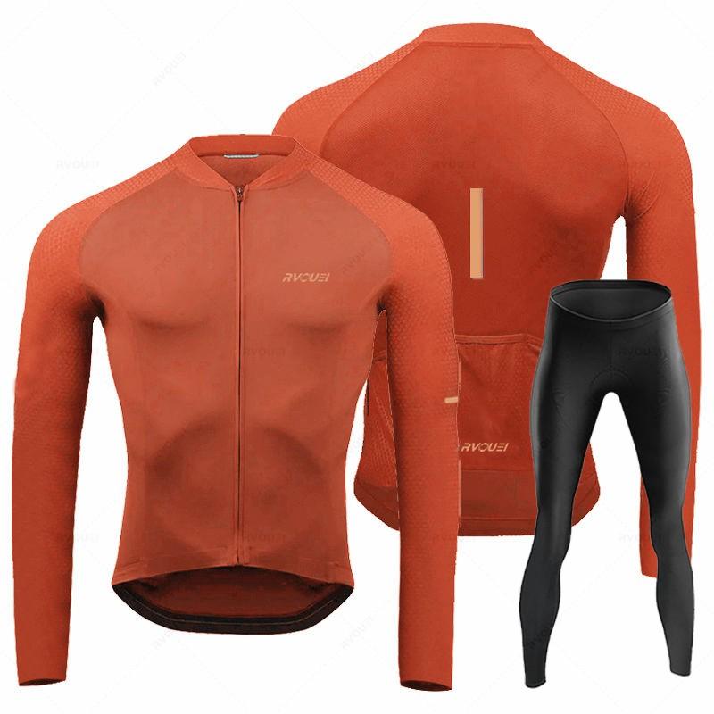 Herren Atmungsaktives Langarm Radtrikot Trägerhosen Set MTB Fahrradkleidung Maillot Ropa Ciclismo