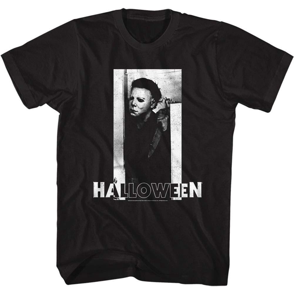 Men s Halloween Michael & Logo B&w T-shirt X-Large Black 2XL