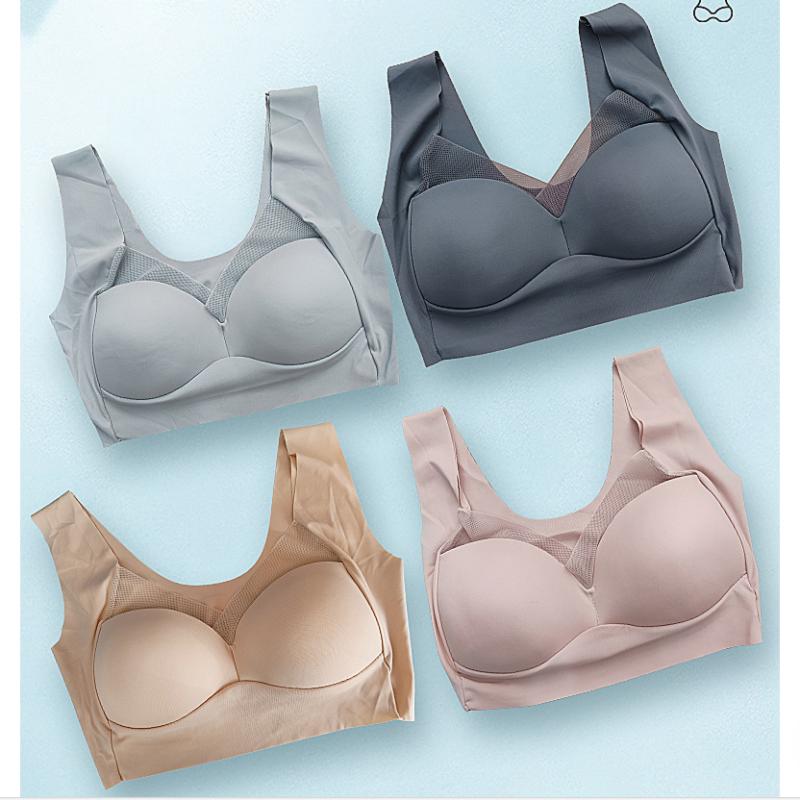Seamless Women's Bras Large Size Supports Comfortable No Steel Ring Underwears Yoga Fitness Sleep Vest Bralette Sports Bralette