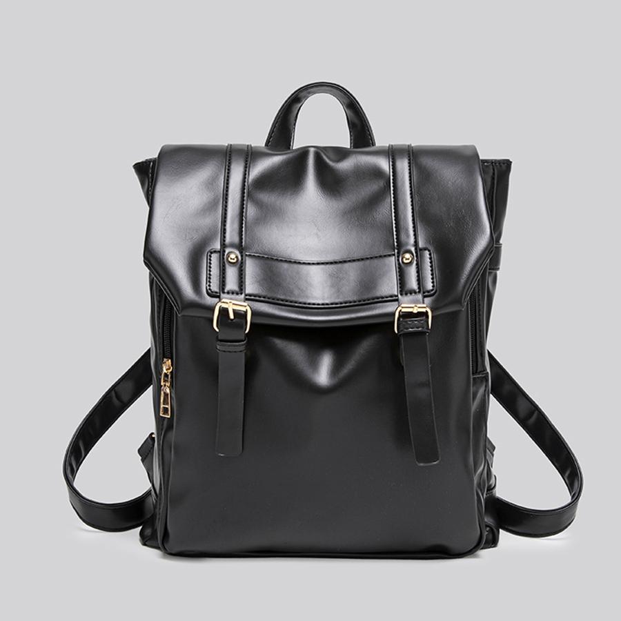 

Women College Style Pu Leather Backpacks Vintage Female Shoulder Bags Sac a Dos Casual Travel Commuting School Bagpack Mochilas 29x8x33cm чёрный