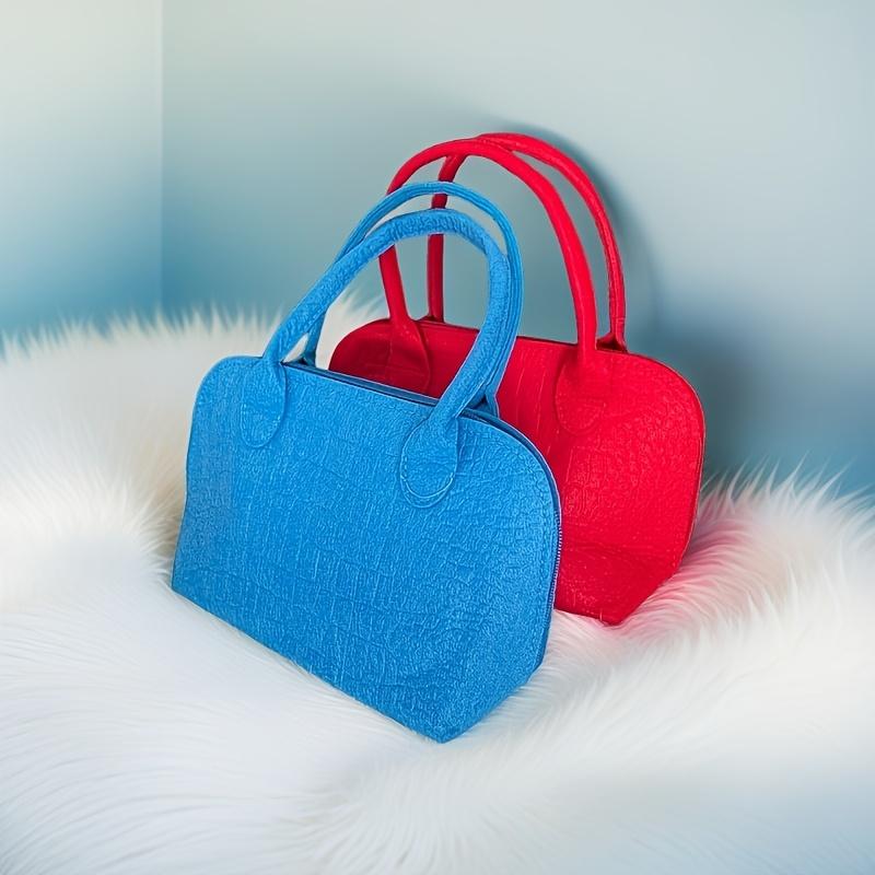 Chic Solid Color Felt Tote Bag, Fashion Shell, Storage Bag- Small, Lightweight, Felt Storage Bag, Multi-color Available, Suitable