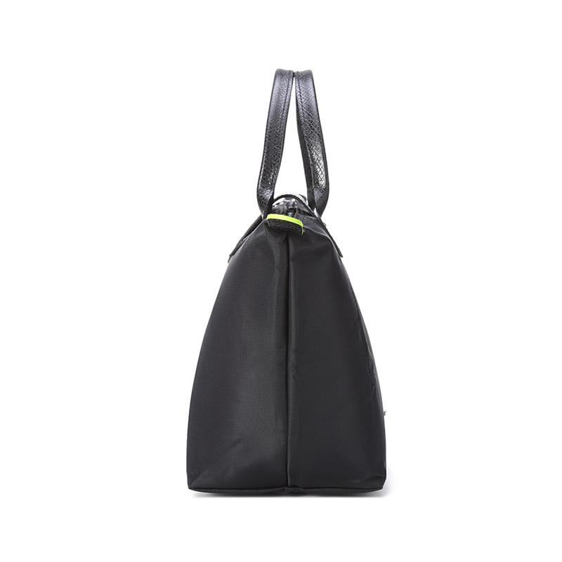 Longchamp Le Pliage Green 23 Short Handle Zipper Closure Recycled Canvas Dumpling Tote Bag Small Women tote bags Black 1621919001