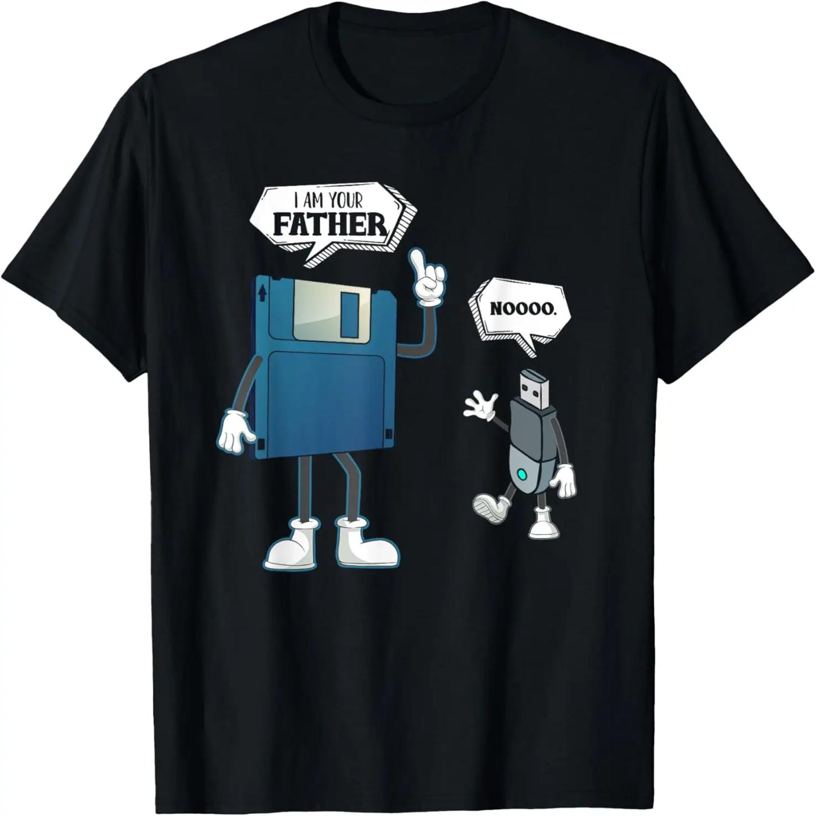 Floppy Disc USB Father And Son Funny Nerd Geek Computer T-Shirt S