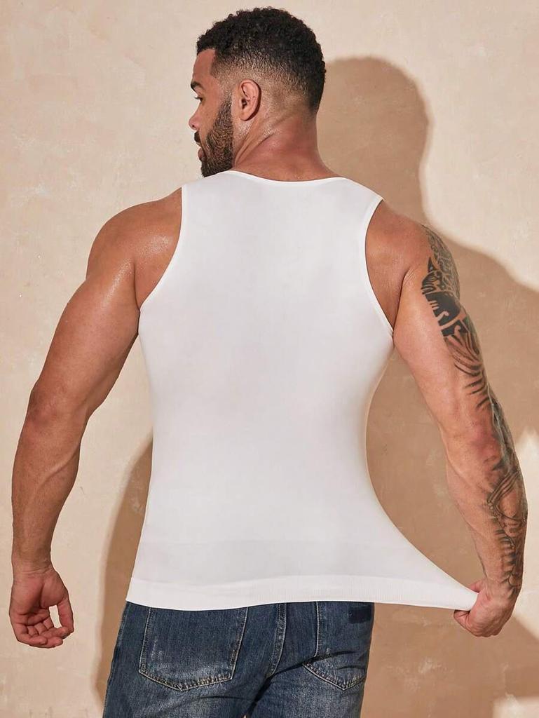 Men's Nylon Anti-static Seamless Body Shaper Vest with Tummy Control